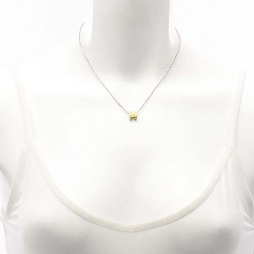 Hermès Pop H Necklace Yellow Palladium (Regular size Not Mini) NIB Silver tone - Picture 11 of 12